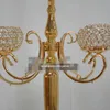 Décoration de fête 75cm de haut 10pcs fournir des centres de table en or candélabres de mariage en cristal à 5 bras