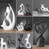 ノルディックモダンクリエイティブ黒と白のセラミック工芸品の装飾品研究オフィスデスク小型装飾家の装飾wshyufei 211105