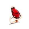 Moda cristal conjunto de jóias vermelhas gota de água pingente brincos anel ajustável 3 pcs conjuntos de jóias de casamento