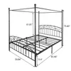 Metal Canopy Bed Frame med utsmyckad europeisk stil Huvudgavel Sturd Stål Håller 600 kg Passar perfekt din madrass Easy DIY Assembly alla Partsa47