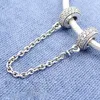 925 Sterling Silver Pave Inspiration Safety Chain Charm Adatto a braccialetti di perline gioielli Pandora europei