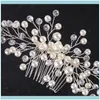 Bandeaux Jewelryhandmade Bride Wedding Aessories Crystal Pearl Peignes Sier Plated Head Pieces Bridal Noiva Tiara Crown Hair Jewelry Drop Del