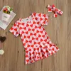 0-5y dia dos namorados toddler bebê garoto meninas vermelho coração vestido verão rebfles vestidos retos para crianças trajes 210515