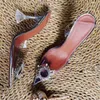 투명 PVC 샌들 여성 지적 명확한 크리스탈 컵 하이힐 Stilettos 섹시한 펌프 여름 신발 들여다 발가락 여성 펌프 크기 43 X0523