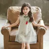 Crianças verão cheongsam vestidos para meninas chinês traditonal tang roupas adolescente princesa crianças vestido traje 6 9 12 q0716