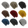 Designer Acrylic Knitted Slouchy Beanies With Warm Thick Lining Smooth Lining Plain Rib Winter Hats Snow Cap For Adults Mens Womens Black Grey Red Navy Green 8 Colors