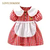 Love DDMM Filles Princesse Robes Été Casual Plaid Plaid Robe confortable Enfants Sweet Costume Enfants Fête Fantaisie 210715