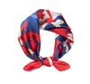 Blå röd huvudduk Baby Foulard Lady Scarf 50 * 50cm Small Square Natural Silk Hair Scarves Bandana Wrap Julklapp till barn