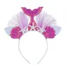 10st Rainbow Mermaid Hairband Sticks 7 Colors Princess Mesh Flower Animal Hairbands Hair Accessories5395367