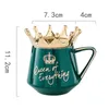 Queen of Everything Tazza con coperchio a corona e cucchiaio Tazza da caffè in ceramica Regalo per fidanzata Moglie Consegna veloce 210804