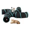 Små djur levererar vikbar husdjur katt tunnel 5 hål tube hopfällbar lek leksak s-typ inomhus utomhus kitty valp träningsleksaker