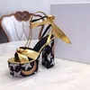 European and American super heel walking sandals women's thick soled open toe knot Roman bow love