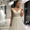 Boho Line кружева свадебное платье свадебные платья Appliques Smooth Erain Backbloe Tulle Beach Breade платья плюс размер