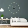 ساعات الحائط المضيئة ساعة ساعة كبيرة ساعة Horloge 3D DIY الملصقات المرآة الأكريليك Quartz duvar Saat Klock Modern Mute Wall Clock 210325