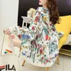 Hoodies de impressão floral casual com zíper mulheres camisolas coreanas outono inverno superdupered outerwear mais tamanho 210526