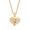 Coeur brisé glacé collier pendentif collier masculin bling cristal ramine love charme or argent ed chaîne pour femmes hip hop 276c