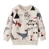Hoppmätare Bomull Barn Sweatshirts With Animals Print Boys Girls Sport Top Dinosaur Baby Kläder Tröjor 210529