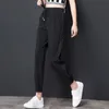 Summer Korea Fashion Women Elastic Waist Loose Black Sports Pants Gauze Patchwork Casual Ankle-length Harem S914 210512