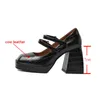 Kleidschuhe Kanseet Dicke High Heels Plattform 2021 Herbst Damenpumps Echtes Leder Party Büro Damen Schwarz Weibliche Schuhe