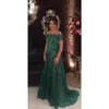 Dark Green Mother Of The Bridal Dresses 2022 Off The Shoulder Lace Applique Sweep Train A Line Formal Wedding Guest Party Gowns Arabic robe de soiree Plus Size AL9754