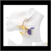 ドロップデリバリーの女性のためのチャームジュエリーPUレザーの花のカラーコントラストカラーイヤリング2021 QLP8N
