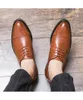 رجل يدوية بو براون أشار تو الكلاسيكية الرجعية الدانتيل متابعة الأزياء الاتجاه عالية الجودة الأعمال عارضة أكسفورد الأحذية 5KE017