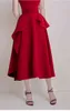 Runway Designer Midi Party Dress Summer Women Bez Rękawów Ruffles Suknia Balowa Suknia Elegancki Red Pas O Neck Dress 210514