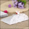 Cartes de vœux Fournitures de fête d'événement Festive Home Garden 40pcs / paquet brillant perle papier carte d'invitation de mariage fleur découpée au laser sculpté 3D Bu