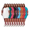 Woman Plus Size Dresses 4XL 5XL Summer Clothing Casual Solid Color Knee-length White Dress V-neck Mini Skirts 5434