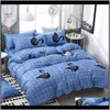 Sets Benodigdheden Textiel Tuin Drop Levering 2021 3/4 Stks / Set Geometrische Patroon Katoen Trooster Beddengoed Zwart Beddengoed Duvet ER Set Grijs Nee