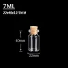 7ML 22X40X12.5MM Small Mini Clear Glass bottles Jars with Cork Stoppers/ Message Weddings Wish Jewelry Party Favors