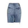 Pantalones cortos de mezclilla con borlas y agujeros para mujer, ropa de calle con lazo de cintura alta, moda de verano para mujer 210521