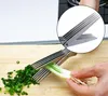 Multifunctionele roestvrijstalen keukenmessen 5 lagen schaar Sushi Shredded Scallion Cut Herb Spices Scissor Cooking Tools