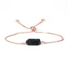 Naturel Brut Noir Tourmaline Minérale Pierre Précieuse Perle Santé Réglable Guérison Argent Couleur Lien Bracelets Pour Femmes Perlé 226O