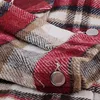 Frauen Wolle Mischungen Herbst Winter Gebürstet Plaid Jacke Langarm Flanell Revers Taste Unten Taschen Shacket Weibliche Tasche Mantel