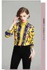 Camicetta modello retrò Camicie stampate a righe floreali a maniche lunghe da donna Camicie colorate eleganti da ufficio Top da lavoro Camisas Mujer 210520