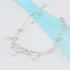 Anklets Boho 초기 발목 심장 인피니티 실버 컬러 발목 팔찌 여성을위한 다리 체인 Beach Foot Jewelry