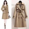 S - 4XL Brand New Primavera Autunno Lungo Donna Trench Coat Doppio Petto Abito Kaki Cappotti larghi Lady Capispalla Moda Top 2021 S0903