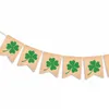 축제 St.Patrick의 날 장식 Shamrock Burlap 배너 만틀 벽난로 봄 휴가 파티 XBJK2201