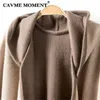 Scarves CAVME Hooded Wool Poncho With Tassels For Women Ladies Shawls In Beige Coffee Color Winter Warm 100% Woolen Striped Wraps 275S