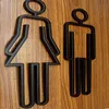 Acrylic Toilet Symbol Adhesive Backed Bathroom Door Sign For El,Office,Home,Restaurant (Gold) Other Hardware