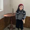 Kazak Kızlar Bebek Vintage Örgü Kazakları 2021 Moda Çocuklar Ekose Giysileri Çocuk Örme Kore Tarzı Rahat Tops 2-7Y