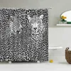 Modern leopard dusch gardin 3d badrum gardin med krokar dekorativa partitionsskärm 180 * 240 polyester tvättbar tyg 211116