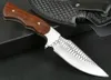 New Straight Hunting Knife 3Cr13Mov Drop Point Satin+Laser Pattern Blade Full Tang Rosewood Handle Knives With Leather Sheath