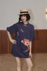 Винтажный мультфильм Flare рукав футболка платье женщины короткие мини-животные печати милая летняя одежда 210427