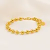 Brins perlés coeur 18k thai baht jaune beau bracelet charme rempli de charme de charme allongé pendentif amour cher