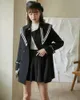 Sailor Collar Black Double Breasted Trench Coat For Women Preppy Style Coats And Jackets Autumn Winter Fashion 210427