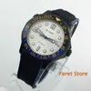 Armbanduhren 41mm uhr top mode schwarz pvd case weiß zifferblatt blau keramik gelbe saphir glass datum miyota 8215 automatische herren