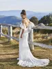 Robes de mariée hippie sirène dos ouvert avec bretelles spaghetti pure boléro hors de l'épaule Boho pays robes de mariée plage robe de mariée