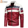 Ucrazy Men Höst Casual Vintage Motor Spliced ​​Leather Jacket Coat Män Vinter Mode Biker Varma Läder Jackor Coat Män 211111